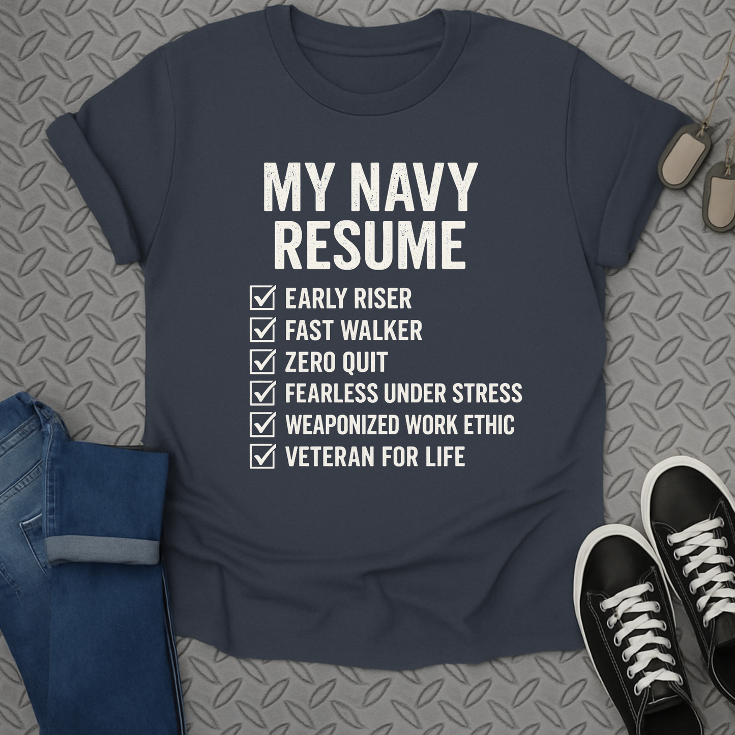 my navy resume tshirt